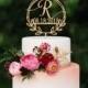 Wreath wedding cake topper letter R, wedding Date Monogram cake topper, Single Letter R Cake Topper Wooden initial cake topper custom topper