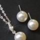 Pearl Sterling Silver Bridal Jewelry Set, Swarovski 8mm White Pearl Dainty Pearl Set, Wedding Pearl Jewelry Set, Bridal Bridesmaids Jewelry