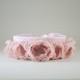 Bridal Flower Crown Headband, Blush Chiffon Roses 