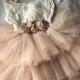 Champagne Flower girl dress,  Lace top,Baby  toddler dress,tulle tutu flower girl dress, 1ers Birthday dress
