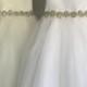 Tulle Satin Flower Girl Dress with Crystal Pearl Bridal Belt Sash  Big Bow Baby Dress Baby Satin Dress Baby Baptism Dress