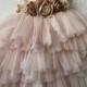 Champagne Flower girl dress,  Lace top,Baby  toddler dress,tulle tutu flower girl dress, 1rs birthday party dress.