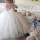 Baby wedding dress, White lace flower girl dress, Toddler formal dress, Communion dress, Flower girl dress train,Tulle girl dress,Tutu dress