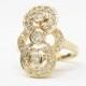 14k Gold Diamond Statement Ring; Vintage Diamond Ring; Multistone Ring; Art Deco Style Diamond Dinner Ring; Vintage Engagement Ring;