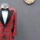 1970s Vintage Tartan Plaid Tuxedo Jacket / 70s Vintage Stewart Tartan Tuxedo Size 38R Medium Med M / Wedding Tuxedo / Union Made in Canada