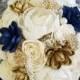 Sola flower bouquet,  wooden bouquet,  navy blue and gold, brooch bouquet, sola flower arrangement,  rustic wedding flowers,  dried flowers