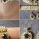 Vintage Pearl Jewelry Set, Vintage Pearl Choker, Indian Bridal Jewellery, Bridal Jewelry, Montana Sapphire, Emerald, Diamond, Ruby, Art Deco