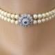 Vintage Attwood & Sawyer Pearl Choker, Montana Sapphire Jewelry, Bridal Necklace, 2 Strand Pearls, Cream Pearls, Vintage Bridal