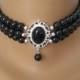 Black Pearl Choker, Swarovski Mystic Black Pearls, Onyx, Indian Choker Necklace, Downton Abbey, Pearl Bridal Necklace, Black Jewelry