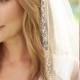 Rose Gold Beaded Edge Wedding Veil, Blush Beaded Bridal Veil, Beaded Veil, Ivory Veil, Tulle Veil, Fingertip Veil, Bridal Accessory ~VB-5088