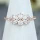 Unique Cluster engagement ring rose gold vintage Marquise cut Moissanite Flower engagement ring for women wedding Bridal Promise simpleband