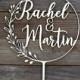 Wedding Cake Topper Name Personalized Wreath Wooden Cake Toppers for Wedding Leaves Berries Floral Wedding Name Calligraphy Mr and Mrs