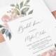 Blush Pink Floral Bridal Shower Invitation Card Printable Template, Wedding Bride Shower Printable Template Instant Download Corjl : IDB025W