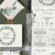 Cecilia - Luxury Trifold Wedding Invitations & Save the Date or Change the date. Rustic greenery wreath/hoop greenery wedding invites