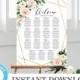 Geometric Floral Wedding Seating Chart Template 