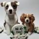 2 Custom Dog Cake Topper with Sign, Flowers, and Bouquets