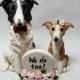 2 Custom Dog Cake Topper and Sign with Flowers