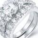 925 Sterling Silver Diamond Simulant CZ Engagement Ring Wedding Band Bridal Wedding Rings Set For Half Sizes Women Size 2.5-15 SS763