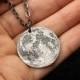 1" Pure Silver moon pendant on 30" chain - Realistic Moon Celestial Necklace Gift