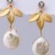 White Pearl Earrings, Classic Bridal Earrings, Pearl Drop Earrings, Nature Inspired Jewelry, Wedding Earrings, Drop Earrings