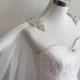 Cape Veil Rhinestone Appliques on Shoulders Long, Bridal Shoulder Veil In White, Ivory