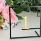 Wedding Table Numbers Metal Modern Table Centerpieces Reception Decor Wedding Signs Geometric Square Personalized Freestanding Number Holder