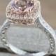 Tacori Style Morganite Art Deco Engagement Ring Morganite Cz Diamond Wedding Ring Silver Pink Morganite Halo Bridal Wedding Anniversary Ring