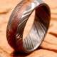 Damascus Steel Ring Band Walnut Wood Liner Handmade Custom Width Damascus Ring Men Wedding Ring Men Engagement Ring Men Wedding Band