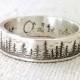Personalized Silver Ring - Gifts - Wedding Band - Forest Jewelry - Engraved Ring - Pine Tree Ring - Stocking Stuffer - Nature Accessories