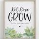Succulent Favor Sign, Let Love Grow Sign, Wedding Succulent Favor Sign, Wedding Favor Sign, Baby Shower, Watercolor, Instant Download