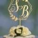 Personalized Monogram Cake Topper, Bride & Groom Initials Topper with Date, Hexagon Shape, Wedding-Anniversary-Valentine Day  Cake Topper.