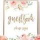 Blush Pink Floral Guestbook Sign, Printable Guest Book Sign, Bridal Shower Guestbook Sign, Floral, Gold, VWC95