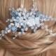 Dusty Blue Bridal Hair Comb, Blue Floral Hair Piece, Wedding Pastel Blue Crystal Hair Comb, Blue Silver Headpiece Wedding Blue Hair Jewelry