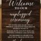 Unplugged Ceremony Custom Wood Sign Personalized for Weddings Receptions And Events Handmade Welcome Sign