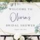 Bridal Shower Welcome Sign, Eucalyptus Wedding, Digital Download