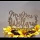 Personalized Wedding Cake topper, Floral Cake Topper for Wedding,  Calligraphy Wedding  Cake Topper, Half Wreath wedding Cake topper