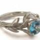 Leaves Engagement Ring No.4 - 18K White Gold and Topaz engagement ring, engagement ring, leaf ring, filigree, antique,art nouveau,vintage