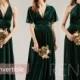 Velvet Bridesmaid Dress Dark Green Velvet Wedding Dress V Neck Convertible Straps Long Infinity Formal Dress A-line Multiway Dress (HV763C)