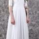 Inexpensive wedding dress. White lace wedding dress floor length. Modest wedding gown with sleeves under 100