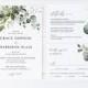 Eucalyptus Wedding Invitation Template, Greenery Wedding Printable Invitation Set, Bohemian Wedding Invitation Suite Instant Download, #002