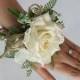 White Flowers Corsage and Boutonniere / Wrist Floral Corsage / Bridesmaid Corsage / Prom Corsage and boutonniere / Wedding Corsage