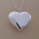 925 Sterling Silver, Polished Puff Love Heart Pendant / Charm 25 mm on 16, 18 or 20" Silver Curb Chain