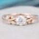 Moissanite engagement ring rose gold Unique Cluster diamond engagement ring vintage Marquise cut wedding Bridal Promise gift for women