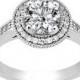 Engagement Ring DiamondVintage 1.00CT Diamond Engagement Halo Ring Antique Milgrain 14K White Gold