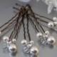 Pearl Hair Pins, Ivory White Pearl Wedding Hair Pins for Bride or Bridesmaid, Bridal Hair Accessory or Evening Wear