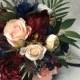 Wedding Bouquet Burgundy Navy Blue Red Peony Eucalyptus Wedding Maroon Package Handmade Artificial Faux Flowers Wedding Decor