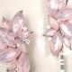Blush Pink Opal Bridesmaid Hair Pin Set 2 4, Rose Rhinestone Silver Leaf Bridal Bobby Pins, Bridesmaid Gift, Vintage Wedding Clips Romantic