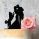 Silhouette Wedding Cake Topper with Husky, Wedding Cake Topper with Dog, Cake Decoration, Siberian Husky, Alaskan Malamute