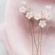 Flower wedding hair pins Bridal floral hairpin Small white flowers for hair Wedding white hair piece