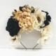 Black, Ivory, Metallic Gold Flower Crown, Bohemian Headpiece, Frida, Kahlo Day of the Dead, Mexican Floral Crown, La Catrina Costume, Fiesta